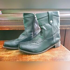 Men's Black Leather Snakeskin Boots🖤